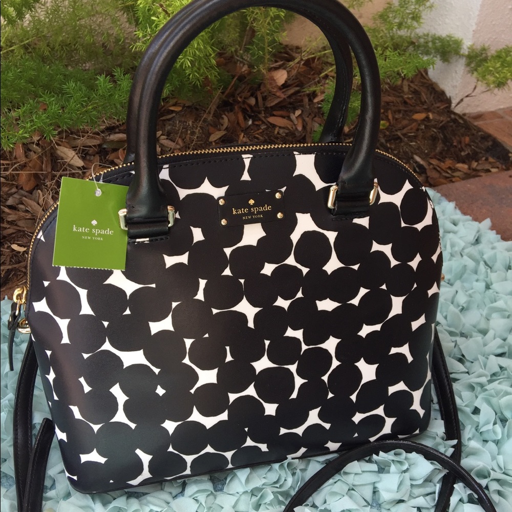 Kate Spade Carli Grove Satchel Black White Dot NWT Crossbody Top Handle ✨